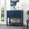 35'' Farmhouse Wood Buffet Sideboard Console Table with Bottom Shelf and 2-Door Cabinet, for Living Room, Entryway,Kitchen Dining Room Furniture (Navy