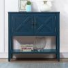 35'' Farmhouse Wood Buffet Sideboard Console Table with Bottom Shelf and 2-Door Cabinet, for Living Room, Entryway,Kitchen Dining Room Furniture (Navy