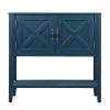 35'' Farmhouse Wood Buffet Sideboard Console Table with Bottom Shelf and 2-Door Cabinet, for Living Room, Entryway,Kitchen Dining Room Furniture (Navy