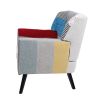 Patchwork Accent Chair;  Mid Century Modern Fabric Club Chair for Bedroom Comfy;  Colourful Single Sofa Chair for Livingroom;  Bedroom;  Office;  Stud