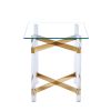 Gold Stainless Steel With Acrylic Frame Clear Glass Top End Table CS-1197-1