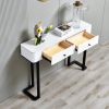 47.2"Modern Console Table with storing space,Exquisite shape design, Metal Frame with Adjustable foot pads for Entrance, Corridor, Living room & Offic