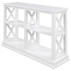 TREXM Console Table with 3-Tier Open Storage Spaces and "X" Legs, Narrow Sofa Entry Table for Living Room (White)