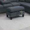 Living Room Furniture 3-PCS Sectional Sofa Set LAF Sofa RAF Chaise And Storage Ottoman Cup Holder Charcoal Color Linen-Like Fabric Couch