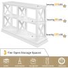 TREXM Console Table with 3-Tier Open Storage Spaces and "X" Legs, Narrow Sofa Entry Table for Living Room (White)