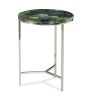 Accent Side Table: Clean Lines, Jasper Stone Top in Emerald, Modern Chrome Base, Perfect End or Accent Table