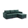 3 Seat Module Sectional Sofa Couch With 1 Ottoman for living room,Seat Cushion and Back Cushion Non-Removable and Non-Washable,Green