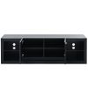 ON-TREND Modern TV Stand with 2 Tempered Glass Shelves, High Gloss Entertainment Center for TVs Up to 70'', Elegant TV Cabinet with LED Color Changing