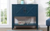 35'' Farmhouse Wood Buffet Sideboard Console Table with Bottom Shelf and 2-Door Cabinet, for Living Room, Entryway,Kitchen Dining Room Furniture (Navy