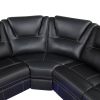 Modern Faux Leather Manual Reclining with Center Console with LED Light Strip,Living Room Furniture Set,PU Symmetrical Couch with 2 Cup Holders and St