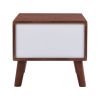 U-Can 3 Piece TV Stand set, 1 TV Stand and 2 End Tables with Drawers and Embossed Patterns for Living Room, Brown+White