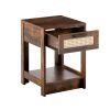 15.75" Rattan End table with drawer, Modern nightstand, side table for living room, bedroom,Rustic Brown