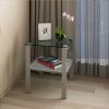 Glass two layer tea table, small round table, bedroom corner table, living room grey side table