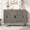 U-Style Accent Storage Cabinet Sideboard Wooden Cabinet with Antique Pattern Doors for Hallway, Entryway, Living Room, Bedroom