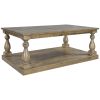 U_STYLE Rustic Floor Shelf Coffee Table with Storage,Solid Pine Wood (As same As WF287269AAD)