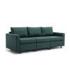 3 Seat Module Sectional Sofa Couch With 1 Ottoman for living room,Seat Cushion and Back Cushion Non-Removable and Non-Washable,Green