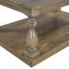 U_STYLE Rustic Floor Shelf Coffee Table with Storage,Solid Pine Wood (As same As WF287269AAD)