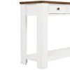 63" Pine Wood Console Table with 4 Drawers and 1 Bottom Shelf for Entryway Hallway Easy Assembly 63 inch Long Sofa Table (Antique White+ Brown Top)