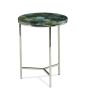 Accent Side Table: Clean Lines, Jasper Stone Top in Emerald, Modern Chrome Base, Perfect End or Accent Table