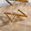 Gold Stainless Steel With Acrylic Frame Clear Glass Top End Table CS-1197-1