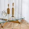 Gold Stainless Steel With Acrylic Frame Clear Glass Top End Table CS-1197-1