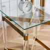 Gold Stainless Steel With Acrylic Frame Clear Glass Top End Table CS-1197-1