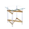 Gold Stainless Steel With Acrylic Frame Clear Glass Top End Table CS-1197-1