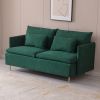 Modern Upholstered Loveseat Sofa;  Emerald Cotton Linen-63.8''