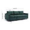 3 Seat Module Sectional Sofa Couch With 1 Ottoman for living room,Seat Cushion and Back Cushion Non-Removable and Non-Washable,Green