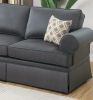 Charcoal Glossy Polyfiber 2pcs Sofa set Living Room Furniture Sofa Loveseat Pillows Couch Rolled Armrest