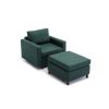 Single Seat Module Sofa Sectional Couch With Armrest With 1 Ottoman,Cushion Covers Non-removable and Non-Washable,Green