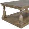 U_STYLE Rustic Floor Shelf Coffee Table with Storage,Solid Pine Wood (As same As WF287269AAD)