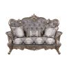 ACME Elozzol Loveseat w/3 pillows in Fabric & Antique Bronze Finish LV00300