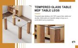 Table and chair set, 1 table and 4 chairs. A modern and minimalist rectangular dining table. Glass desktop and wood colar MDF table legs. Paired with