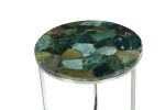 Accent Side Table: Clean Lines, Jasper Stone Top in Emerald, Modern Chrome Base, Perfect End or Accent Table