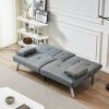 Linen Fabric Modern Sofa Bed Futon Couch Bed Folding Recliner Sleeper Reversible Loveseat Convertible Daybed, 2 Cup Holders, 3 Angles, Removable Armre