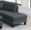 Living Room Furniture 3-PCS Sectional Sofa Set LAF Sofa RAF Chaise And Storage Ottoman Cup Holder Charcoal Color Linen-Like Fabric Couch