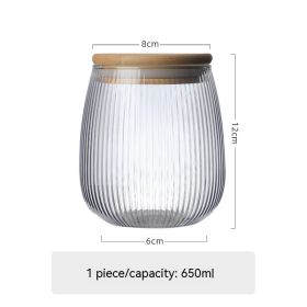 Vertical Granular Bamboo Lid Sealed Storage Glass Jar (Option: High Style)