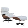 Large Version Genuine Leather Lounge Chair Club Seat Armchair Ottoman 8 Layer Plywood Frame Living Room Furniture