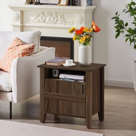 Nightstands&storage cabinet next to sofa (Color: Oak)