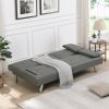 sofa bed with Armrest two holders WOOD FRAME, STAINLESS LEG, FUTON SOFA PVC