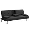 sofa bed with Armrest two holders WOOD FRAME, STAINLESS LEG, FUTON SOFA PVC