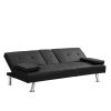 sofa bed with Armrest two holders WOOD FRAME, STAINLESS LEG, FUTON SOFA PVC