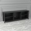 WESOME TV Stand Storage Media Console Entertainment Center; Tradition Black