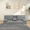 sofa bed with Armrest two holders WOOD FRAME, STAINLESS LEG, FUTON SOFA PVC