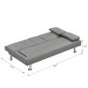 sofa bed with Armrest two holders WOOD FRAME, STAINLESS LEG, FUTON SOFA PVC