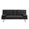 sofa bed with Armrest two holders WOOD FRAME, STAINLESS LEG, FUTON SOFA PVC