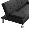 sofa bed with Armrest two holders WOOD FRAME, STAINLESS LEG, FUTON SOFA PVC