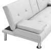 sofa bed with Armrest two holders WOOD FRAME, STAINLESS LEG, FUTON SOFA PVC