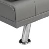 sofa bed with Armrest two holders WOOD FRAME, STAINLESS LEG, FUTON SOFA PVC